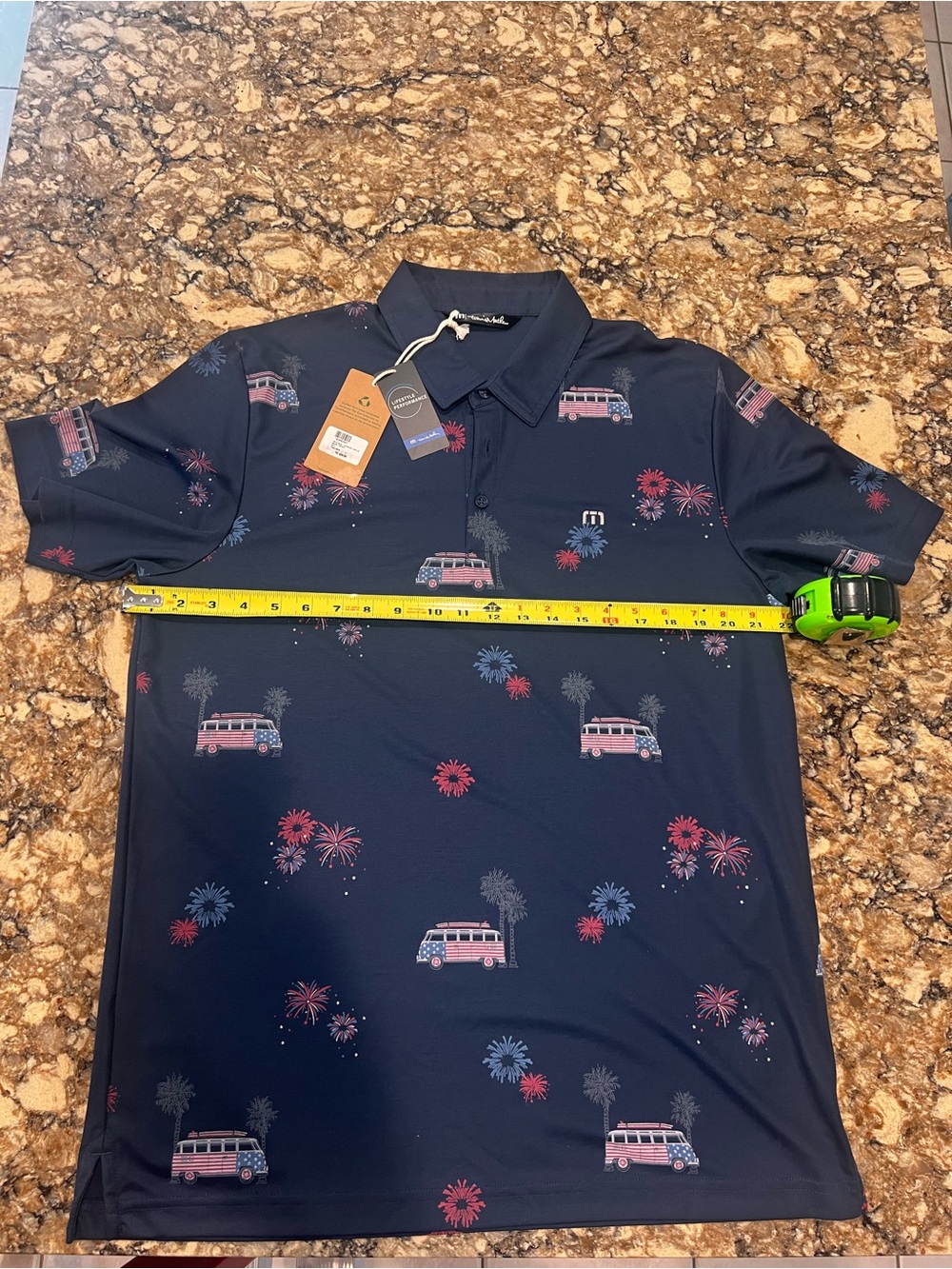 Travis Mathew Firework Display Blue Nights Polo Shirt Men's Size Large New - Picture 4 of 4